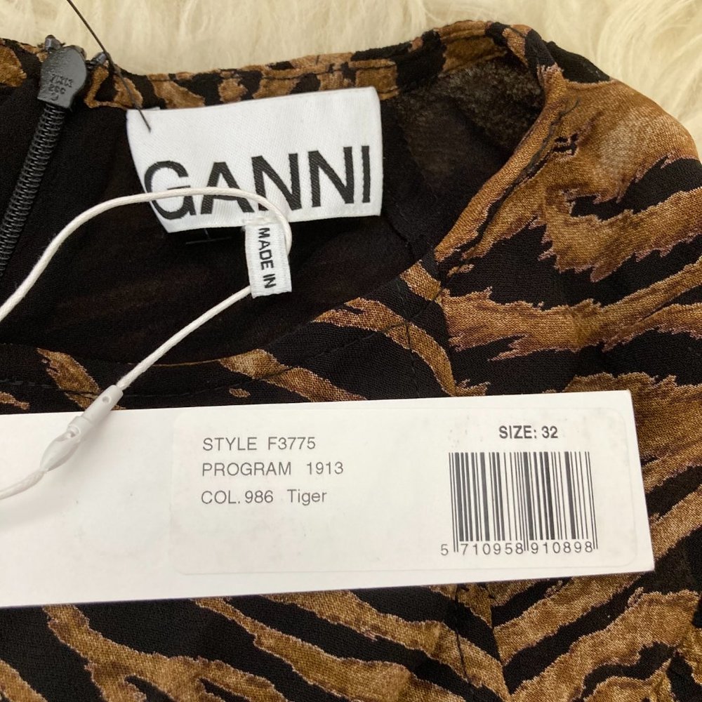 GANNI Animal Print Mini Georgette Dress - Picture 9 of 15
